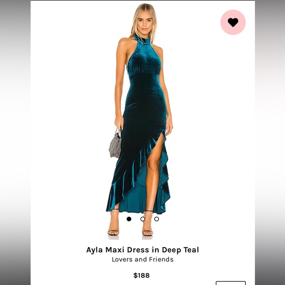 Lovers and Friends Teal Velvet Dress - Picture 1 of 5